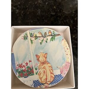 Hindo Stone Vintage Coasters Cat Design Cottage Con X 4 NIB